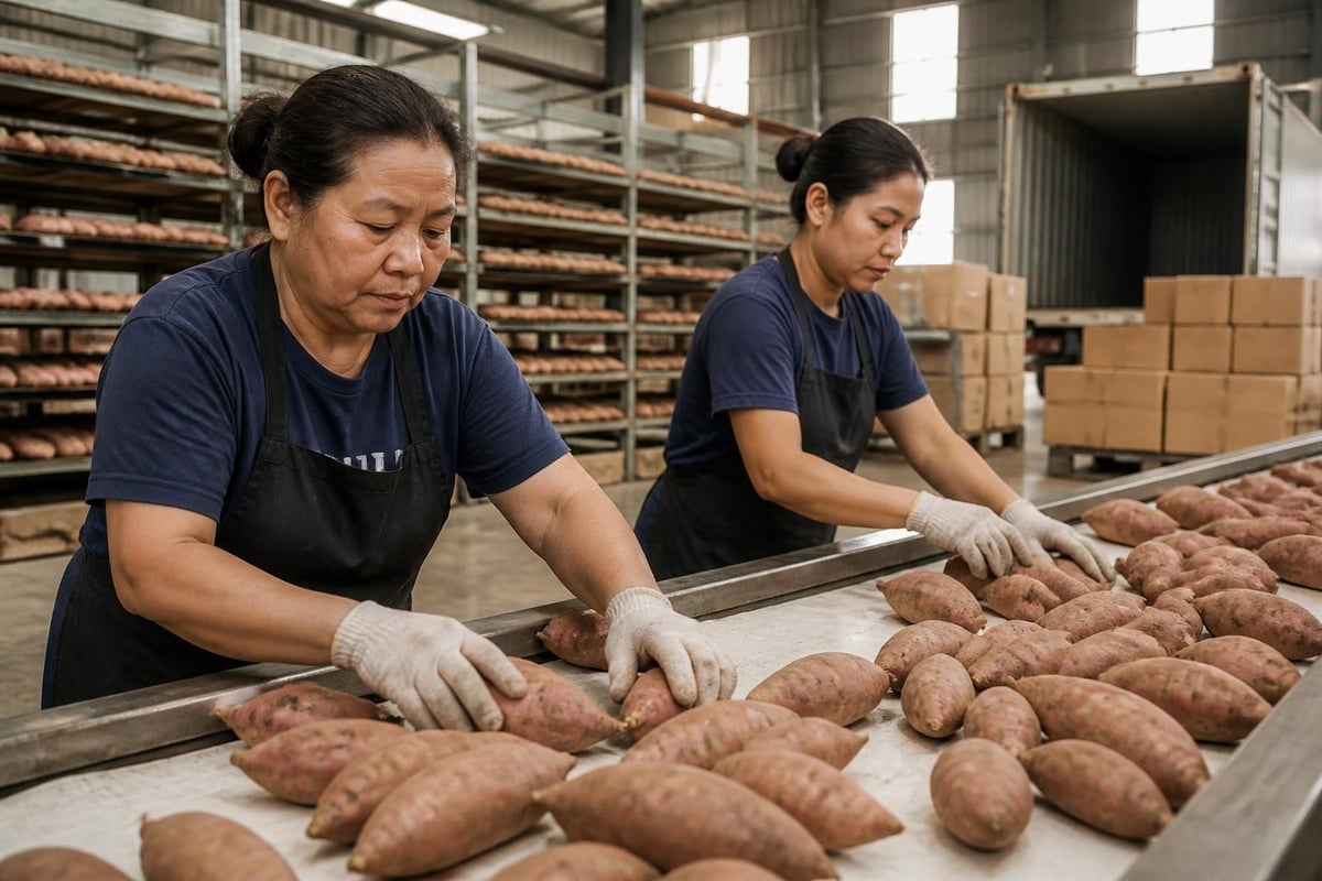 Sweet potato export preparation