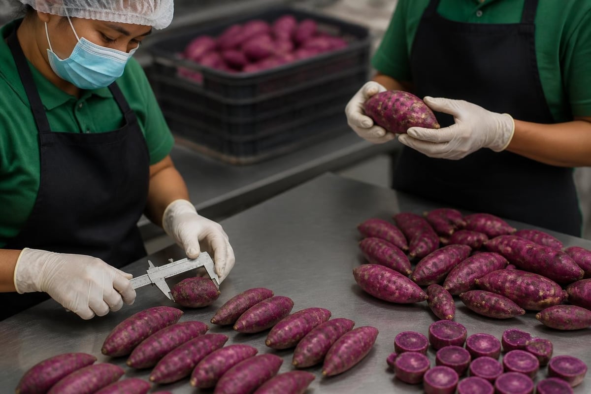 Purple camote quality grading